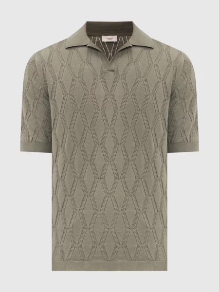 Поло кольору із шовком у візерунок Agnona хакі
