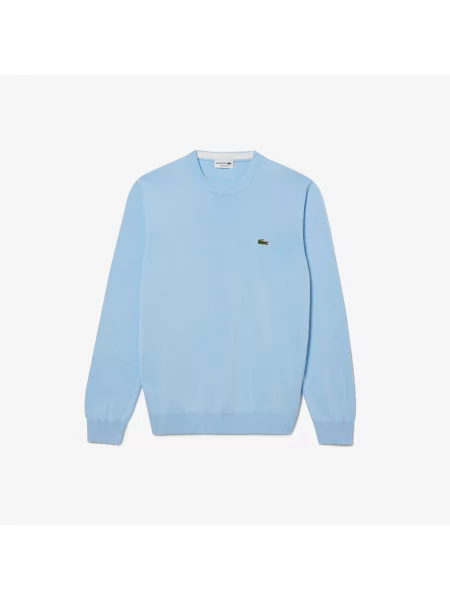 Lacoste Monochromatyczny Sweter Z Okrągłym Dekoltem niebieski