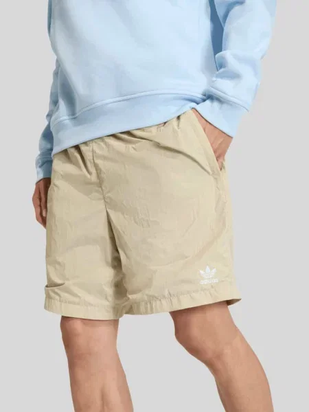 Szorty z wyhaftowanym logo z czystej bawełny Adidas Originals beżowe