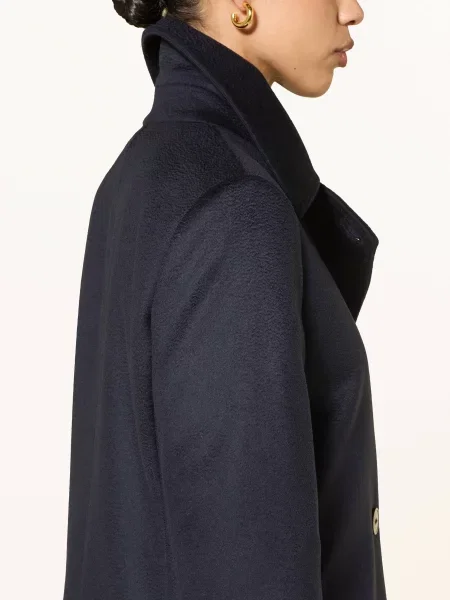 Max Mara Studio Vlněný Kabát Bcollag tmavě modrá