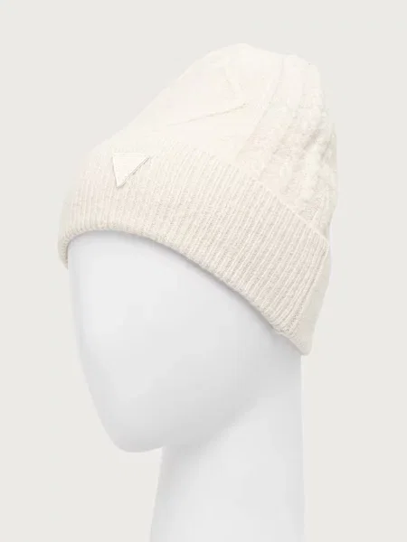 Guess czapka beanie z wełną beżowa