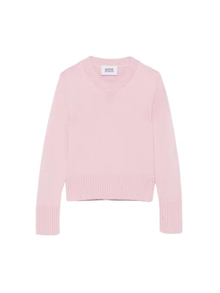 Sweter Alpha Studio wełniany różowy