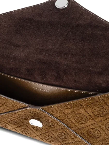 Geantă plic Tory Burch cu autograf maro