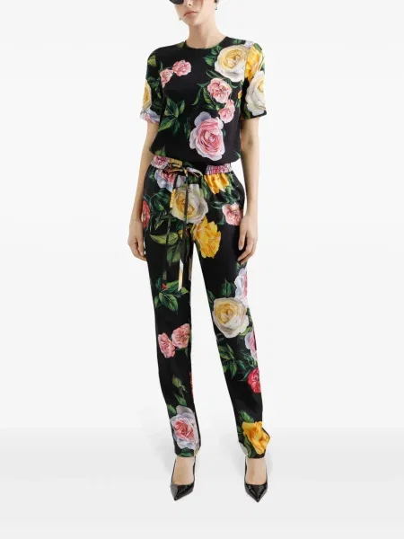 Bluză Dolce & Gabbana cu model floral cu imagine negru