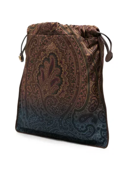 Τσάντα shopper Etro με σχέδιο paisley με κορδόνι καφέ