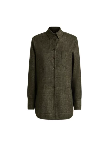 Koszula Kiton wełniana w kratkę zielona