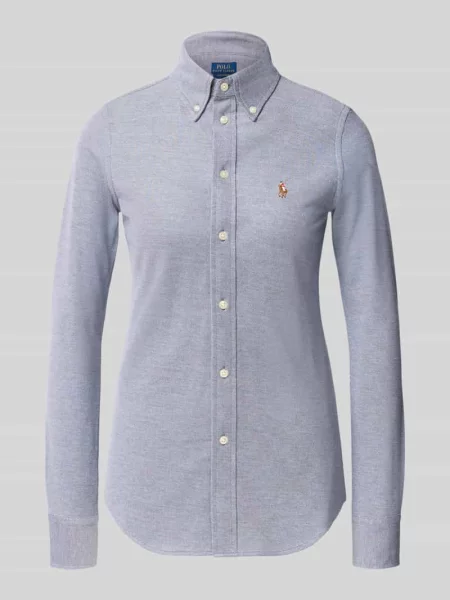 Bluzka koszulowa o kroju regular fit z czystej bawełny Polo Ralph Lauren granatowa