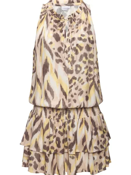 LASCANA Rochie de vară nisipiu / maro / galben alb