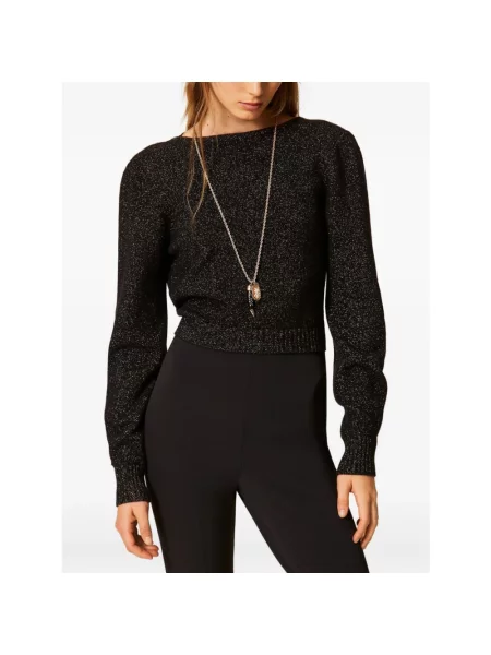 Sweter Twinset wełniany dwustronny czarny