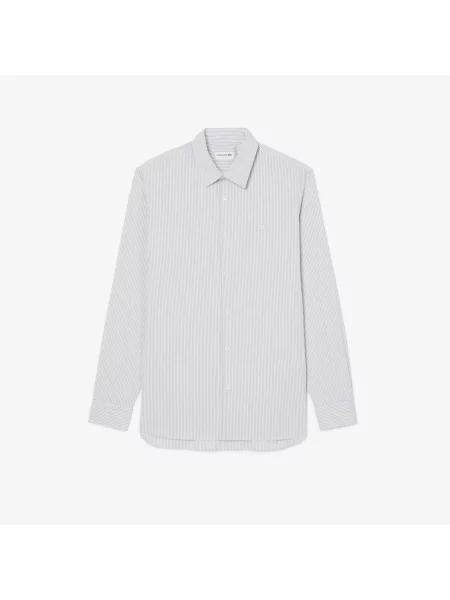 Lacoste Koszula Slim Fit W Paski Z Elastycznej Popeliny biały