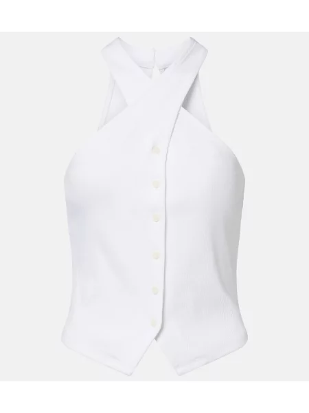 Top Veronica Beard cu gât halter alb