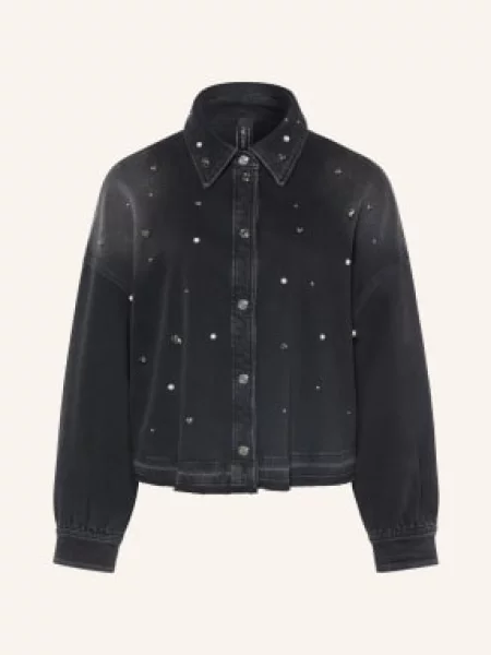Marc Cain Džínová Halenka S Ozdobnými Kamínky A Korálky black new černá