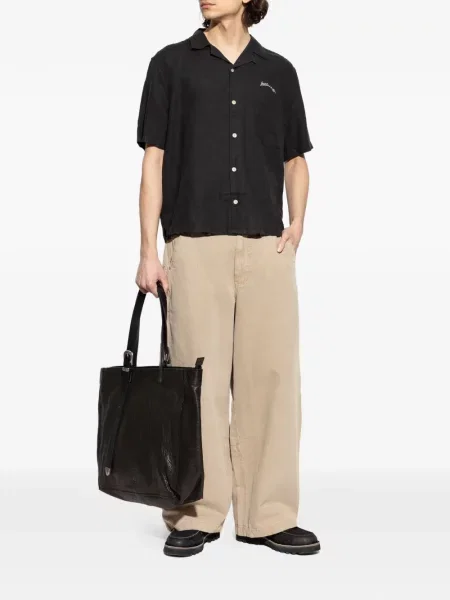 Cămașă Allsaints cu broderie scurtă negru