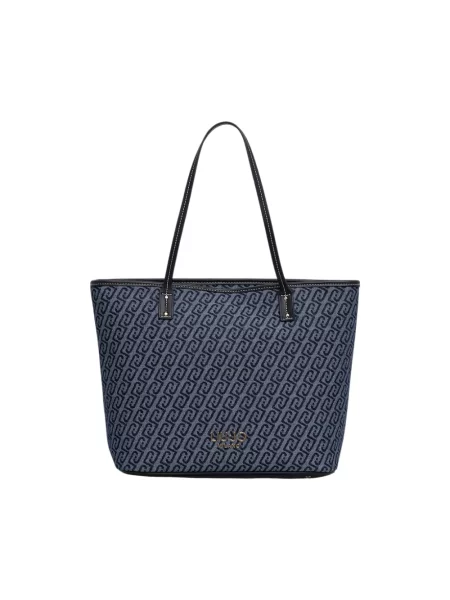 Torba tote z imitacji denimu model ‘Evrim’ Liu Jo White niebieska