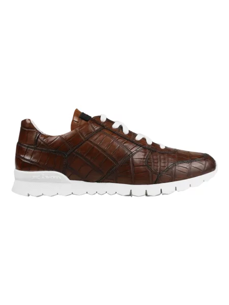 Sneakersy Kiton skórzane z nadrukiem brązowe