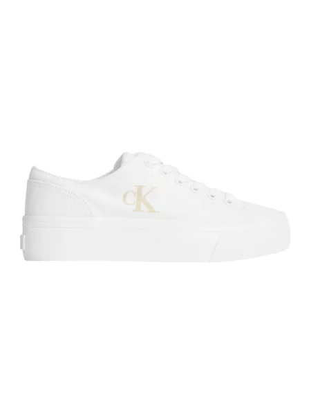 Sneakersy Calvin Klein Jeans sznurowane skórzane białe