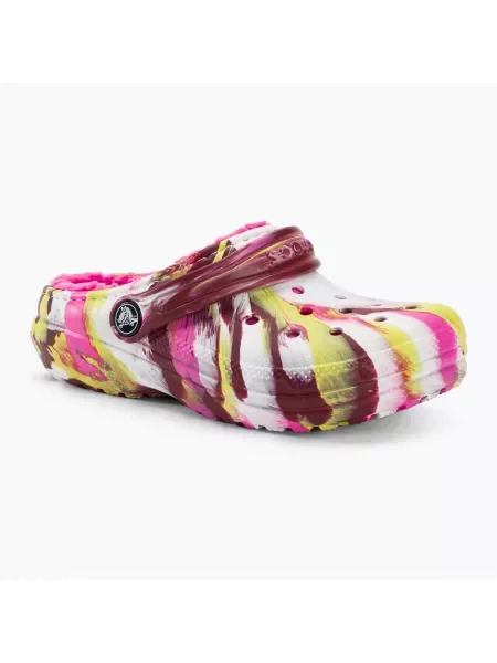 Klapki dziecięce Crocs Classic Lined Marbled Clog electric pink/multi różowe
