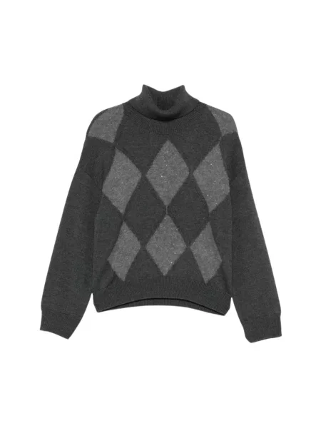 Sweter Peserico wełniany z nadrukiem szary