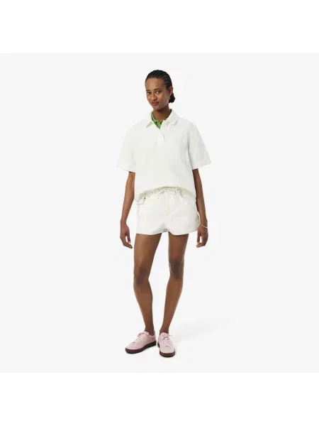 Lacoste Denimowe Szorty Wide Leg białe