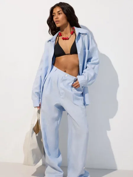 Лляні Штани повсякденні Estro блакитний