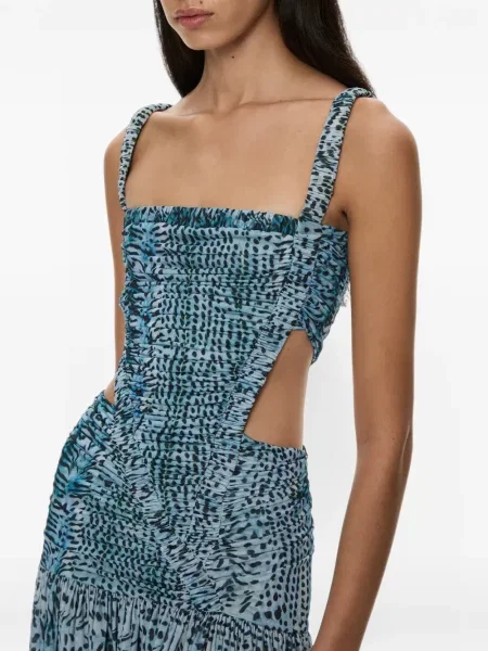 Rochie maxi Christopher Esber cu volane albastru