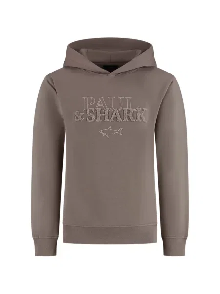 Bluza z kapturem dziecięca Paul & Shark brązowa