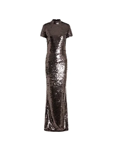 Rochie maxi 16arlington cu paiete de costum maro