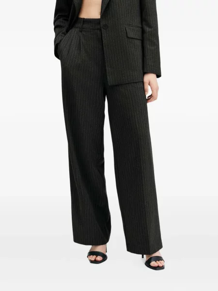 Pantaloni Allsaints cu dungi plisate gri