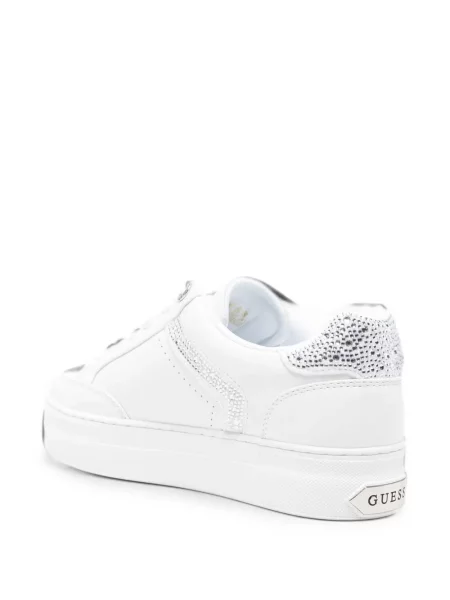 Stras sneakerși Guess din piele alb