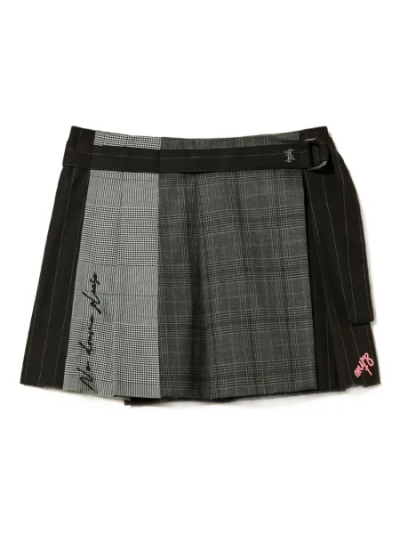 Fusta plisata Twinset cu broderie plisată gri