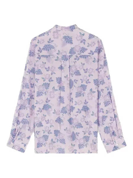 Top Maison Kitsune cu funde cu model floral violet