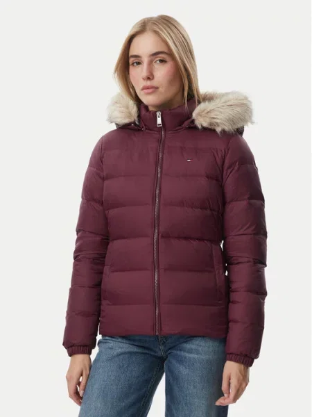 Tommy Jeans Puhovka Basic  Bordo rdeča