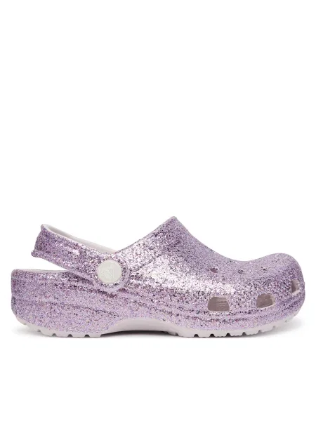Natikači Crocs Classic Chunky Glitter Clog K vijolična
