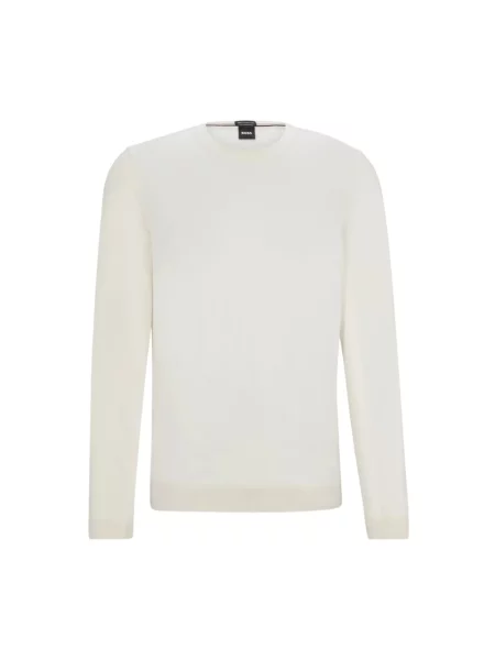 Sweter Hugo Boss z okrągłym dekoltem biały