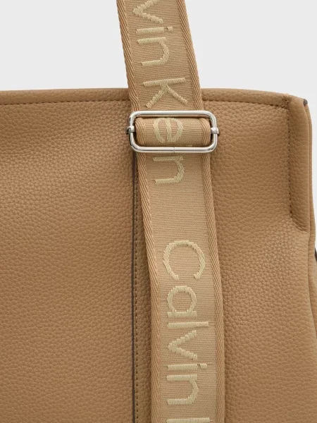 Сумка шоппер Calvin Klein с ремешками бежевая