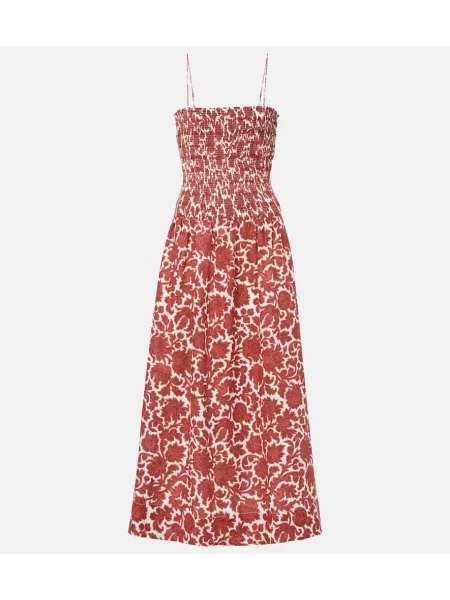 Rochie maxi Faithfull de in cu model floral de costum roșu