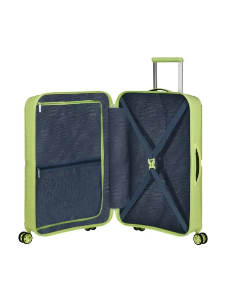 Lniana walizka American Tourister zielona