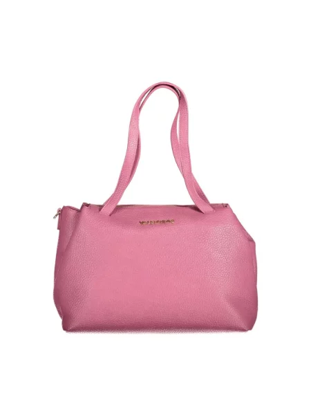Lniana shopperka Valentino By Mario Valentino różowa