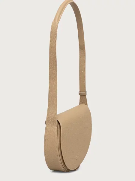 Lacoste crossbody torbica usnjena bež