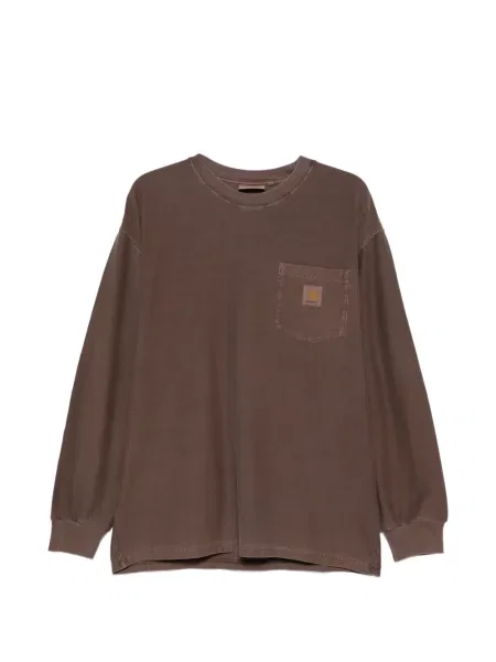 Tricou Carhartt Wip cu buzunare aplicate cu autograf maro
