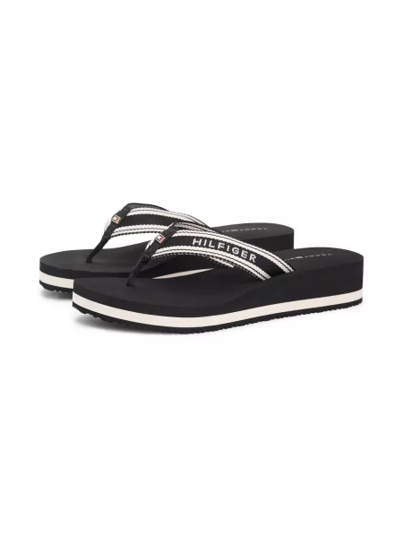 Papuci Tommy Hilfiger cu imagine negru