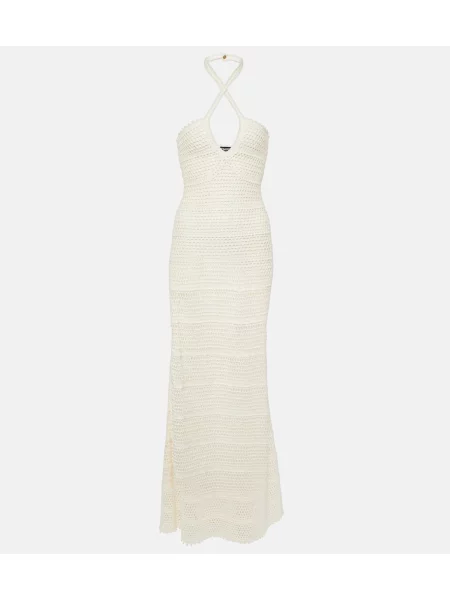 Rochie maxi Tom Ford cu gât halter de costum alb