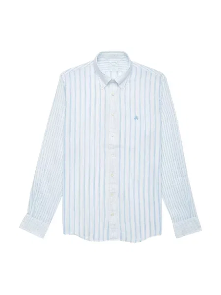 Lniana koszula Brooks Brothers niebieska