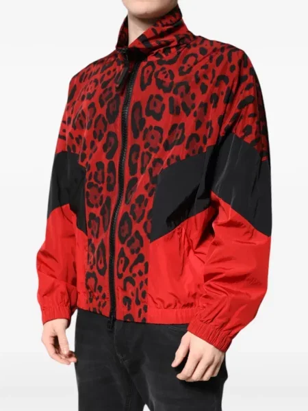 Geacă bomber Dolce & Gabbana cu imagine cu model leopard roșu