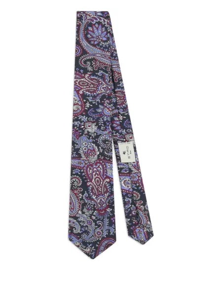 Cravată Etro de mătase cu model floral albastru