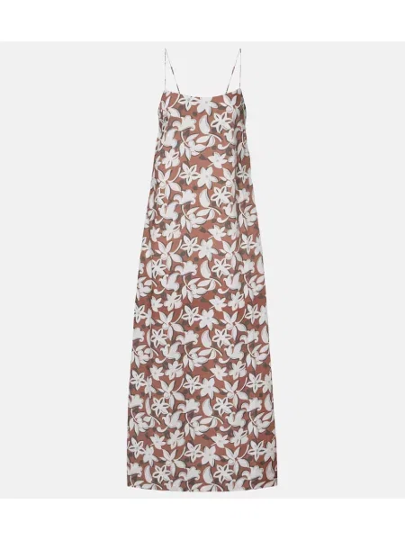 Rochie maxi Faithfull cu model floral de costum maro