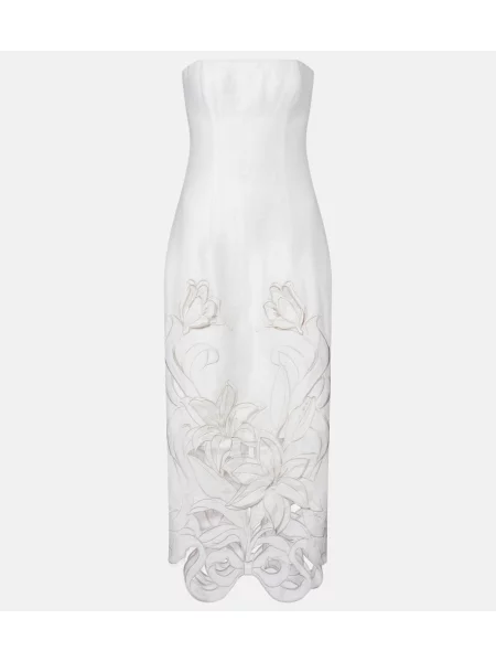 Rochie Leo Lin de in cu model floral alb