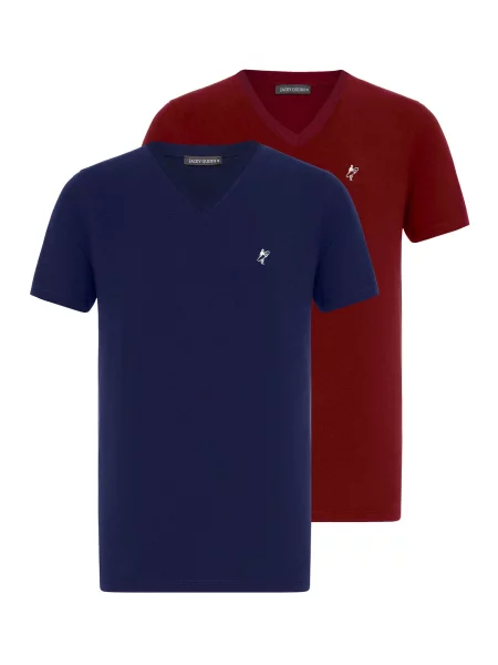 Jacey Quinn Tricou bleumarin / roșu cireș alb