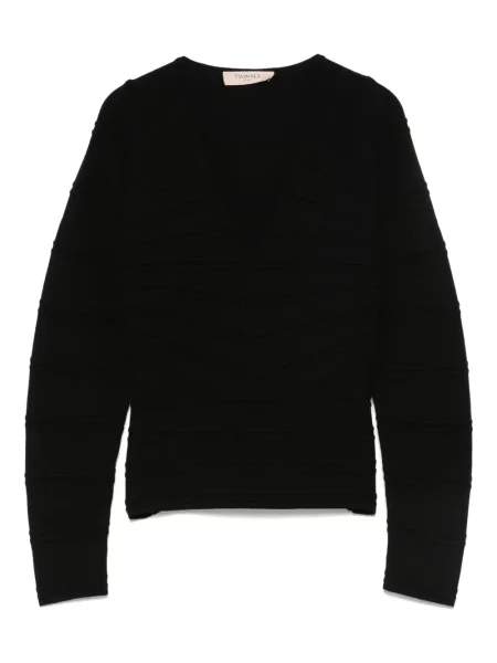 Top Twinset cu decolteu în V negru