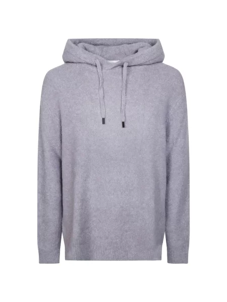 Πλεκτό hoodie Paolo Pecora με κορδόνι γκρι